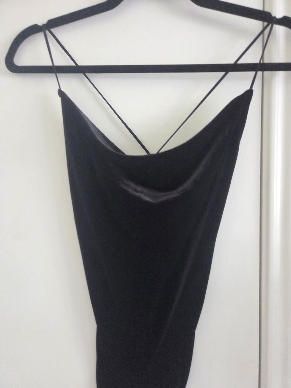 Abercrombie & Fitch Black Velvet Cowl Neck Top with Spaghetti Straps